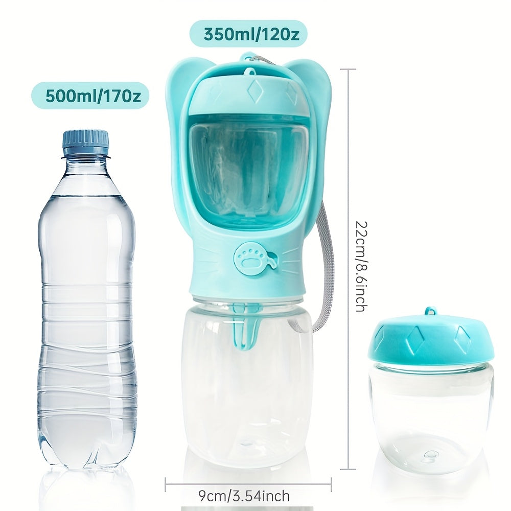 Portable Pet Water Bottle With Food Container