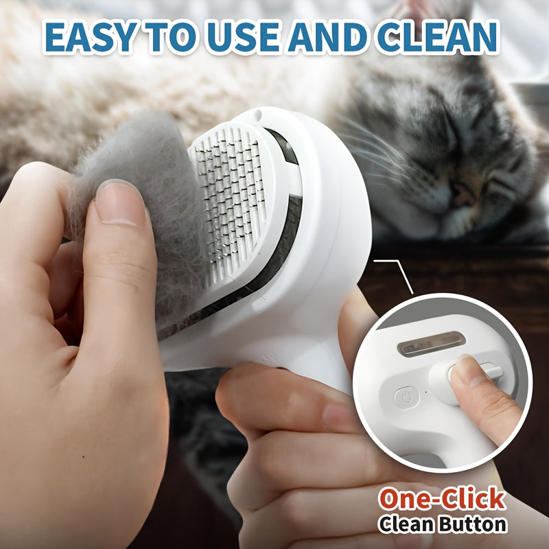 3-in-1 Steam Pet Brush for Cats & Dogs, Grooming Comb for Shedding & Hair Removal