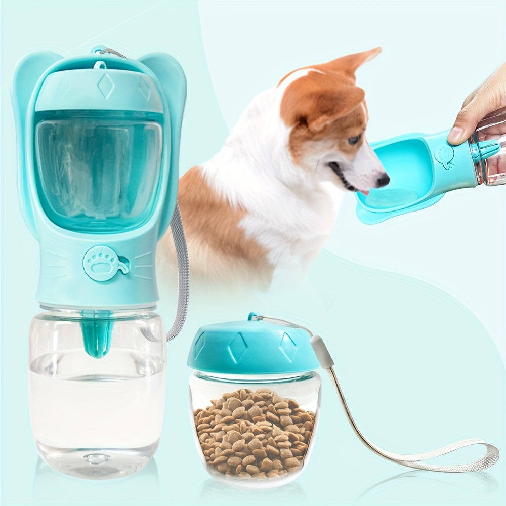 Portable Pet Water Bottle With Food Container