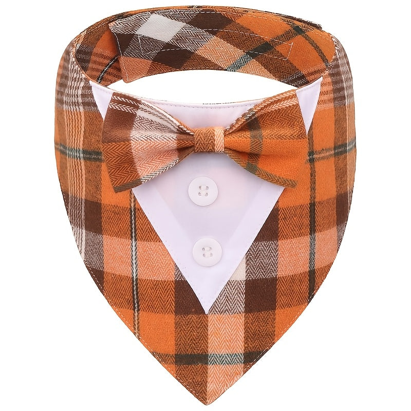 Pet Plaid Bow Tie Collar Scarf for Dogs & Cats