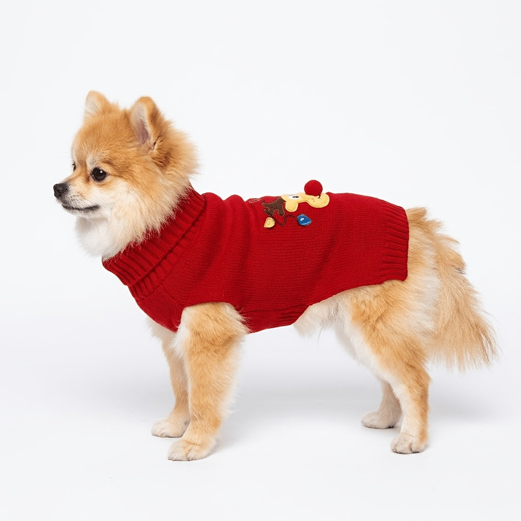 Large Dog Christmas Sweater, Warm Turtleneck Pullover for Labrador & Bulldog
