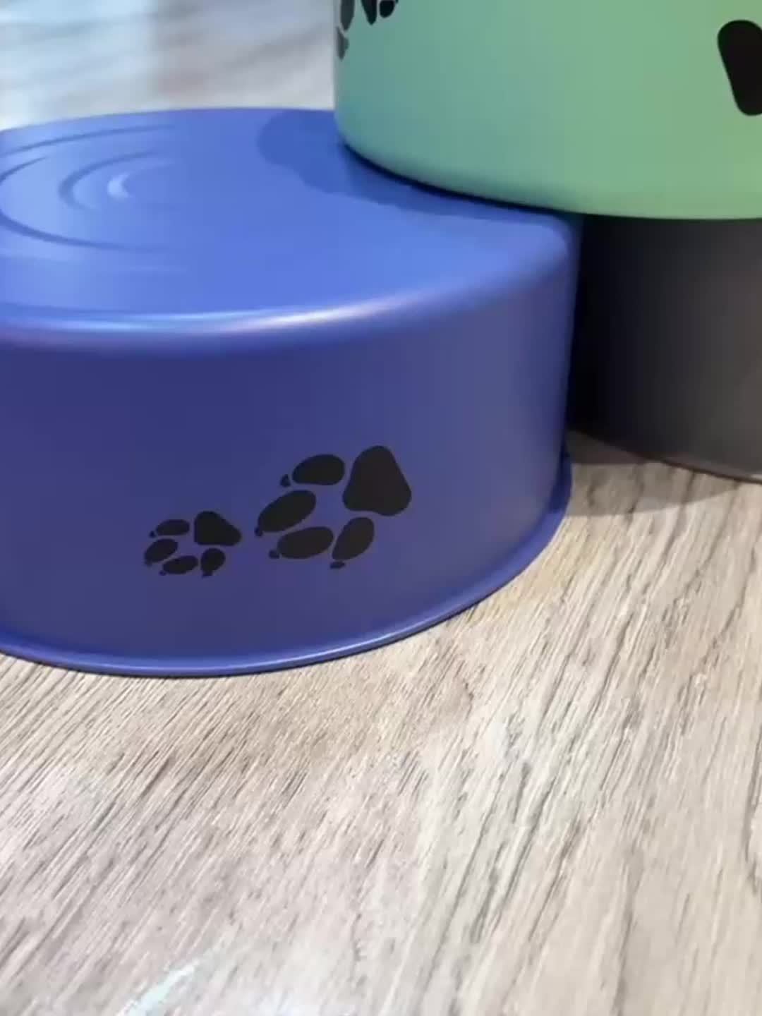 Stainless Steel Dog Bowl, Non-Slip Paw Print Food & Water Bowl