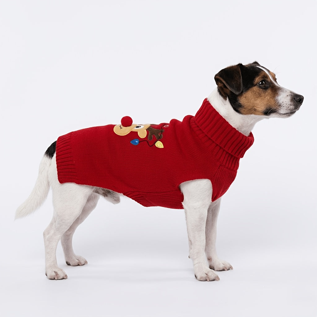Large Dog Christmas Sweater, Warm Turtleneck Pullover for Labrador & Bulldog