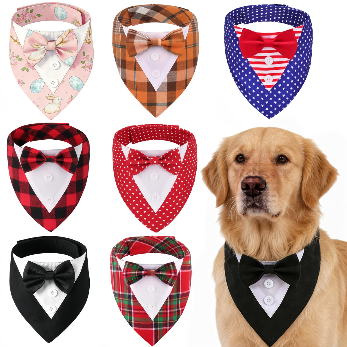 Pet Plaid Bow Tie Collar Scarf for Dogs & Cats
