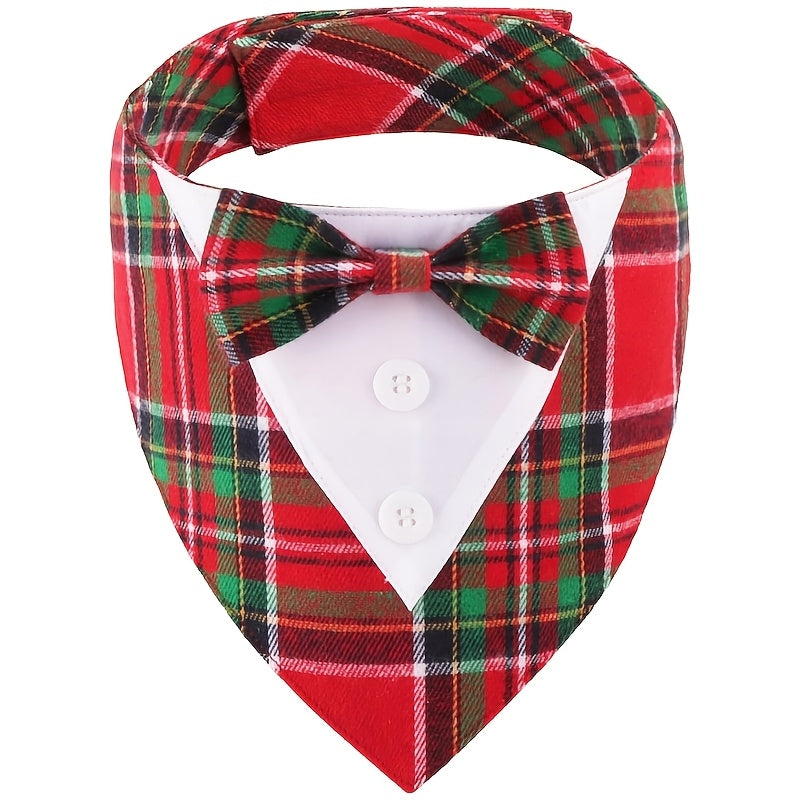 Pet Plaid Bow Tie Collar Scarf for Dogs & Cats