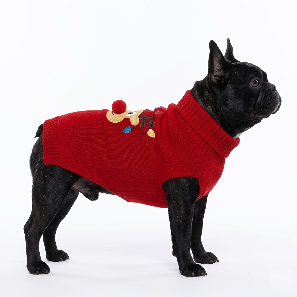 Large Dog Christmas Sweater, Warm Turtleneck Pullover for Labrador & Bulldog