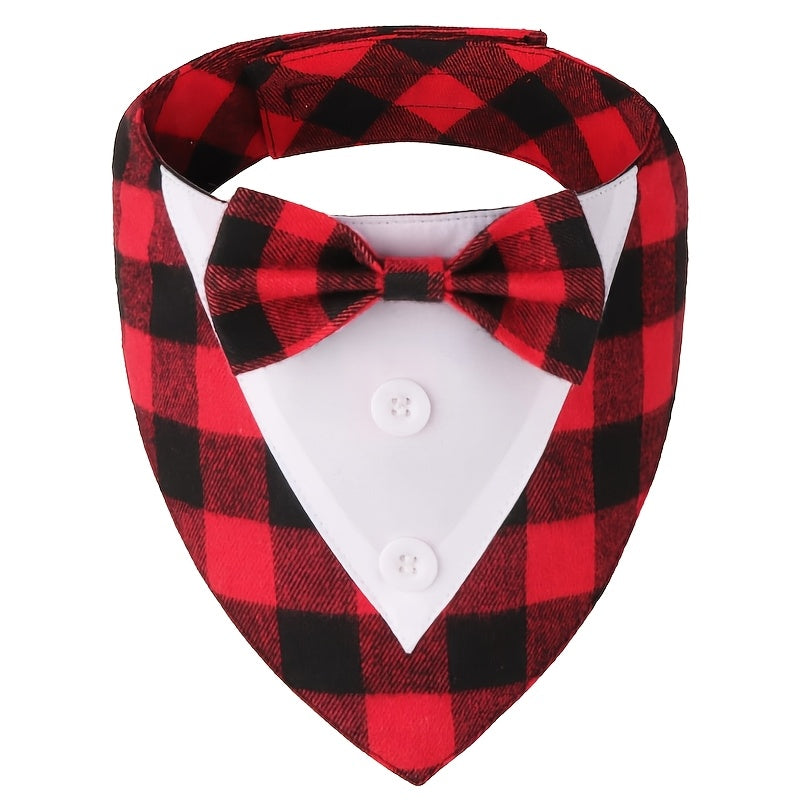 Pet Plaid Bow Tie Collar Scarf for Dogs & Cats