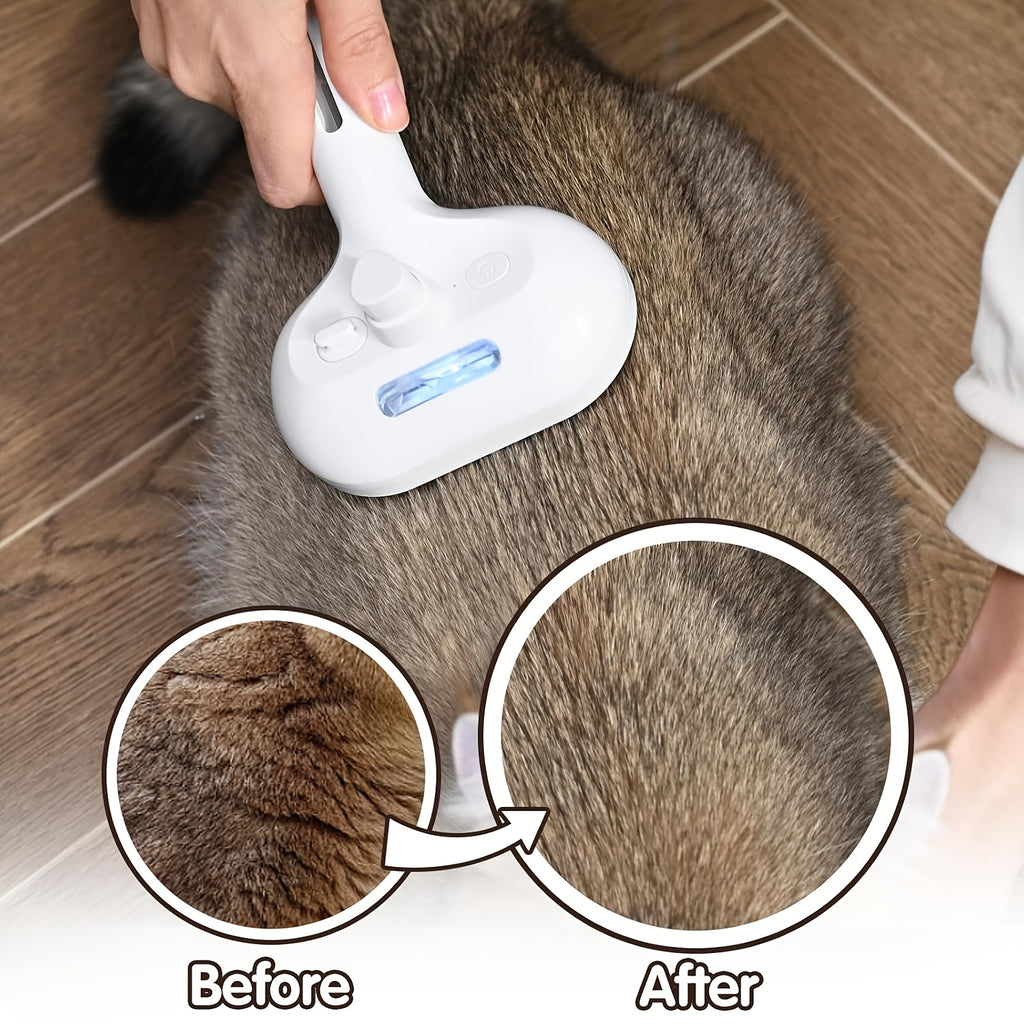 3-in-1 Steam Pet Brush for Cats & Dogs, Grooming Comb for Shedding & Hair Removal