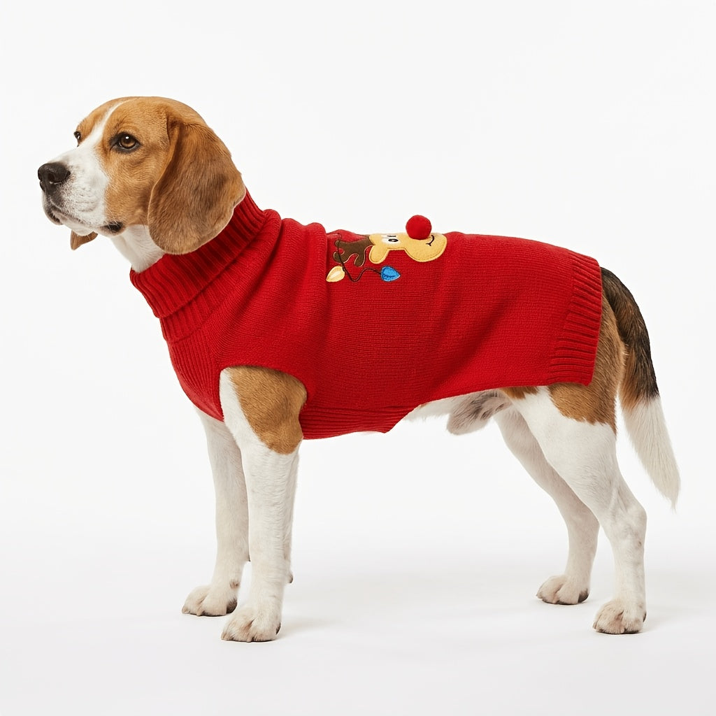 Large Dog Christmas Sweater, Warm Turtleneck Pullover for Labrador & Bulldog