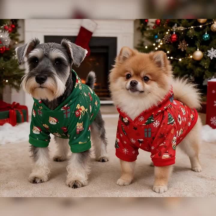 Christmas Hooded Sweatshirt for Small Dogs & Cats